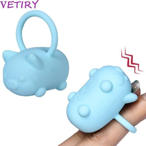 Finger Vibrator Clitoris Stimulation for Women Cute Piggy Vibrator USB Charging Sex Toys Men Penis Ring Delay Ejaculation