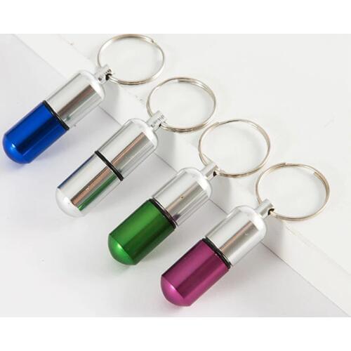 New Waterproof Aluminum Pill Box Case Bottle Drug Holder Container Keychain Medicine Box Camping Equipment Camping Gadget