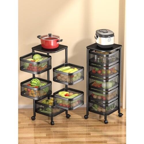 GY Rotatable Vegetable Basket Kitchen Multi-Layer Storage Rack round and Square for Vegetables and Fruits Article Storage Shelf