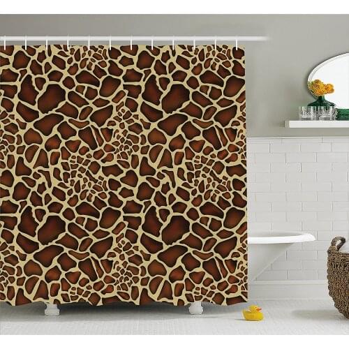 Zambia Shower Curtain Giraffe Skin Wildlife Symbolic Zoo Hippie Style Artful Picture Waterproof Polyester Bath Curtains