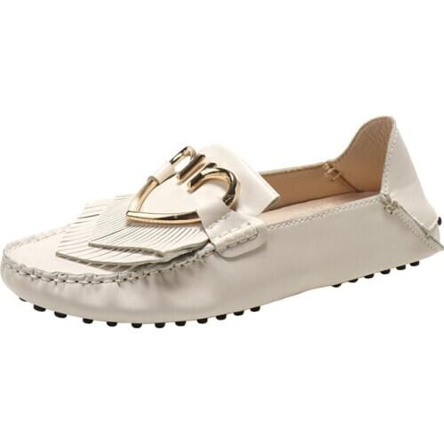 Womens Bean shoes 2020 new summer fashion leather half step loafers women comfortable maternity flat single shoes