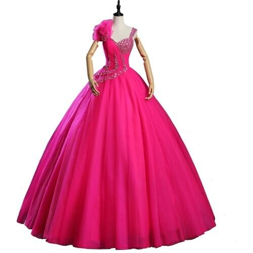 100%real hot pink rhinestone beading vintage ball gown royal Medieval Renaissance Victorian dress Belle ball