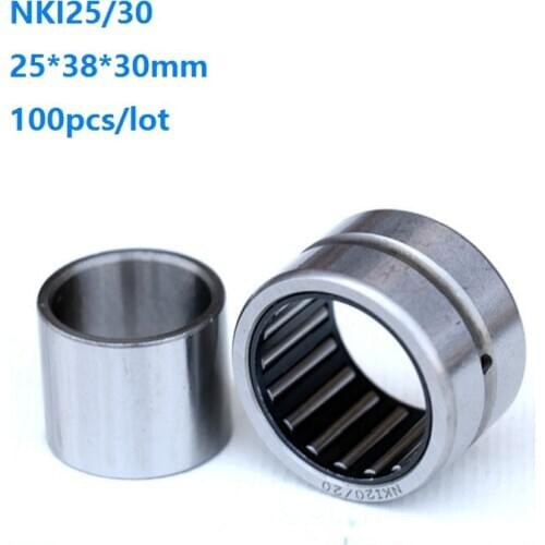 100pcs/lot NKI25/30 25*38*30mm NKI2530 Needle Roller Bearings Entity ferrule needle roller bearing 25×38×30mm