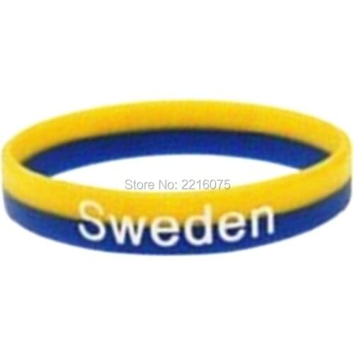 1000pcs Double layer Flag World Cup Sweden wristband silicone bracelets free shipping by DHL express