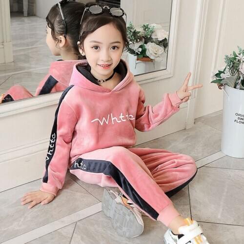 Girl Boy Set Casual Toddler Baby Kids Boy Hooded Tops Pants 2Pcs Outfits Set Clothes Plus cashmere Thicken Tracksuits
