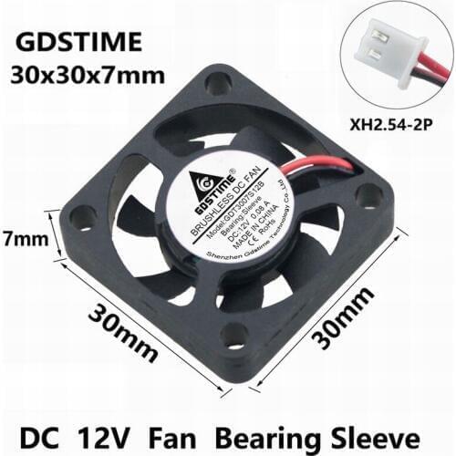 Gdstime 20 pieces 30x30x7mm 12V DC Brushless Cooler Cooling Fan 30mm x 7mm 2Pin XH2.5 Small Radiator 3cm 3007