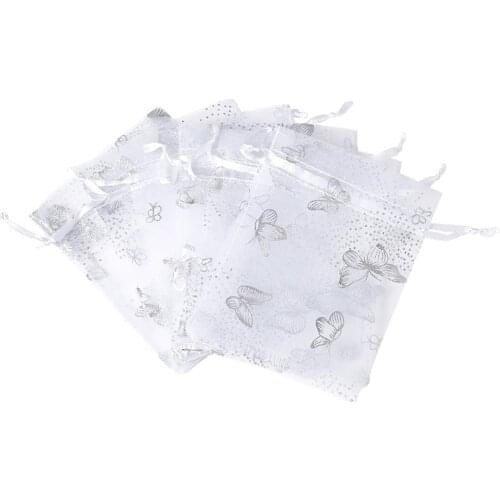 20Pcs Organza Bags Jewelry Bag Wedding Gift Organza Bag Jewelry Beads Packaging Display Bags Butterfly Drawstring Pouches