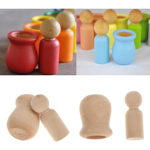 30pcs Wooden Peg People Nesting Set Peg Dolls Crafts DIY Christmas Toy