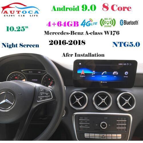 8 Core 4G 10.25"Android 9 display for MERCEDES BENZ A class W176 2016-2018 Navigation radio stereo dash multimedia player carply