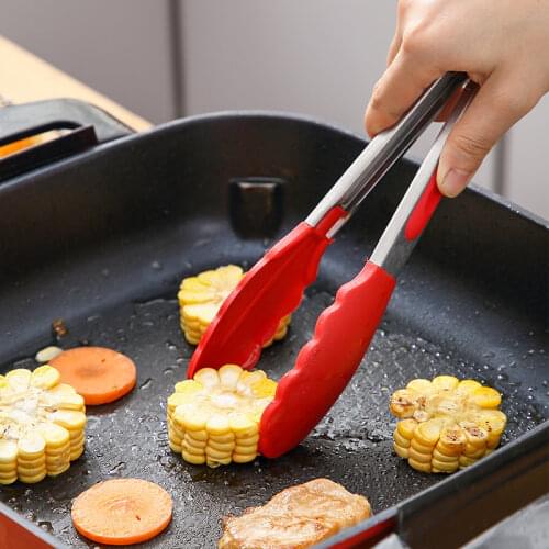 9/12 Inch Silicone Barbecue Grilling Tongs for Bread Salad Serving Food Clips BBQ Utensils Kitchen Folder Cooking Tong BPA Free