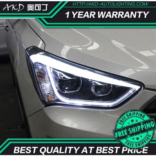 AKD tuning cars Headlight For Hyundai ix45 Santa fe Santafe 2013 Headlights LED DRL Running lights Bi-Xenon Beam Fog angel eyes