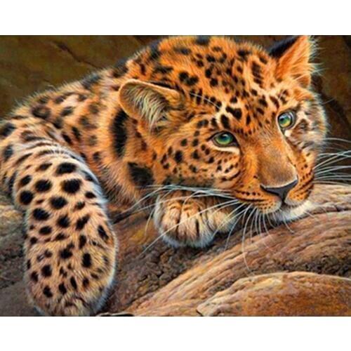 Full Drill Diamond Embroidery Painting Cheetah Diamond Mosaic Cross Stitch Pasted Painting DIY Home Decora Craft animal leopard