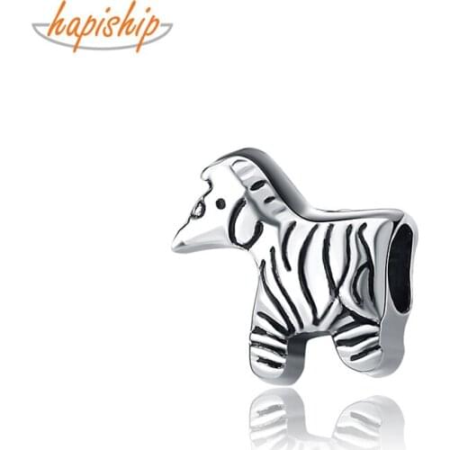 Hapiship 2021 New Top Original Daisy Fashion Cute Animal Zebra Charm Beads Fit Charm Bracelet Female DIY Jewelry Making CZ112