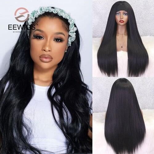 Black Headband Wig Glueless Synthetic Non-lace Wig High Temperature Fiber Daily Use Cosplay Wigs For Black Women EEWIGS Special