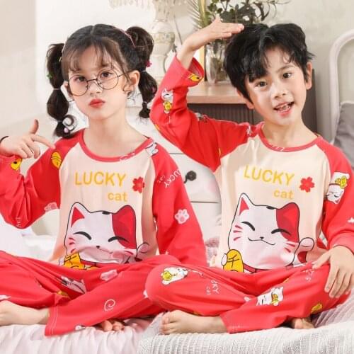 Kids Boys Sleepwear Baby Girl Autumn Cotton Sets Children Homewear Pajamas Boy Pyjamas Nightwear 2-14yrs Youth Teenage Clothes