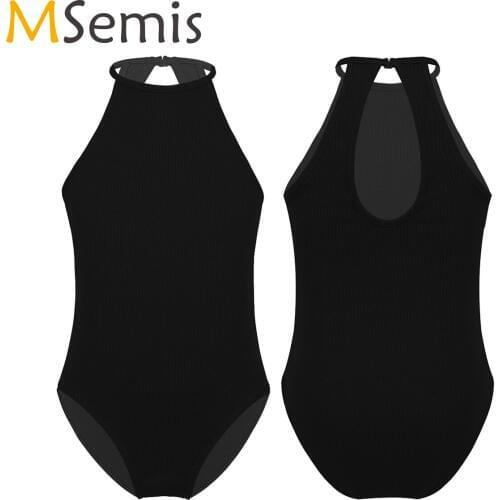 Kid Girl Ballet Dancewear Ballet Leotard Dance Costume Gymnastics Leotard Lace Turtle Neck Lace Keyhole Back Sleeveless Bodysuit