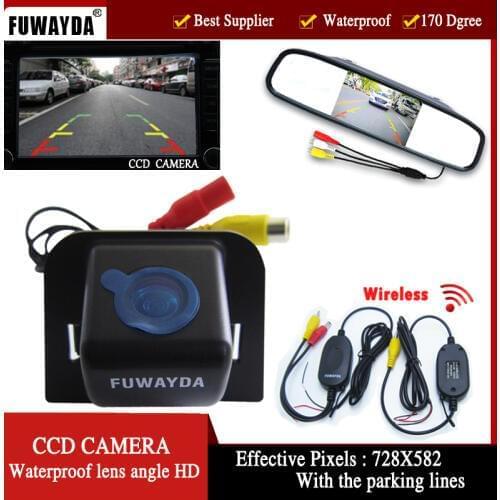 FUWAYDA High resolution 4.3" Color Car Rearview Mirror Monitor 4.3" 16:9 screen car Monitor for car Camera for 2012 Toyota Prius