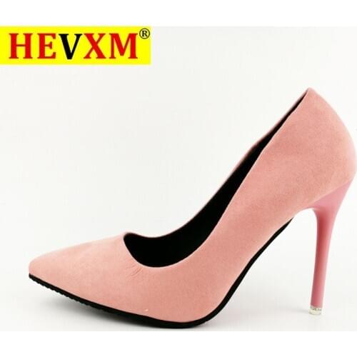 HEVXM 2020 WomenS Shoes Pointed Shallow High Heels Spring And Autumn New Fine With Suede Wedding Shoes Woman Pumps Size 34-40