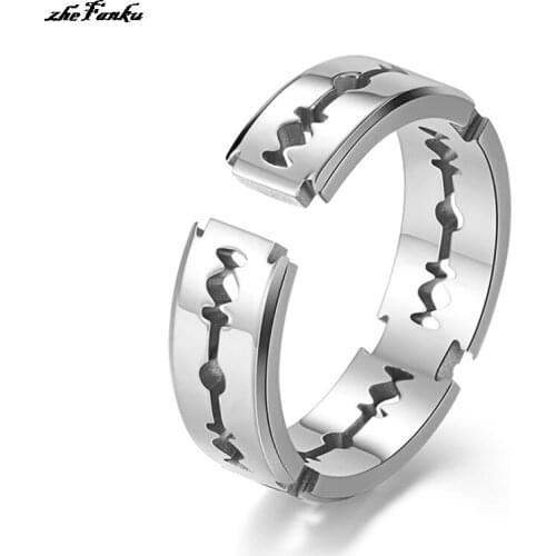 Korean Version Of Simple Razor Blade Mens Ring Punk Stainless Steel Couple Rings For Men Women Fashion Jewelry Gifts