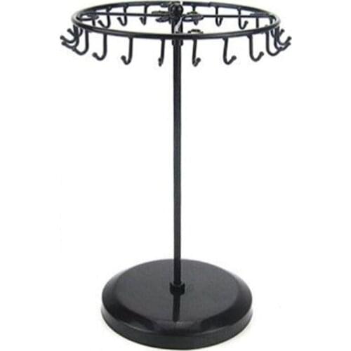 Round Rotating Necklace Holder Bracelet Stand Solid Color Jewelry Organizer Tree Show Multifunction Product Window Small 193D
