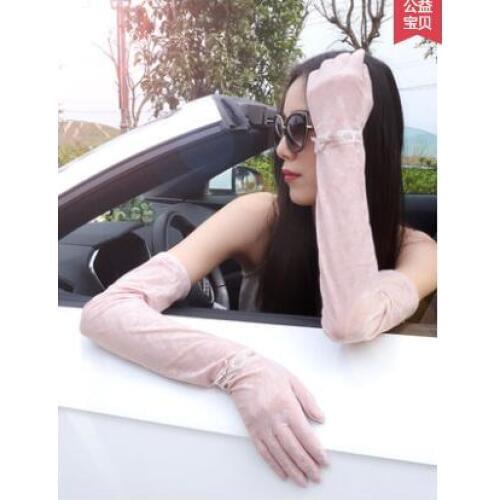 Lace driving sunscreen gloves ladies thin section summer anti-UV ice sleeve long paragraph non-slip summer armband sleeve