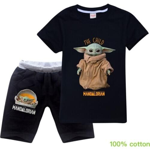 Summer child baby Mandalo baby T-shirt + Short Pants cute young Yodas short-sleeved T-shirt boy girl casual top sportswear
