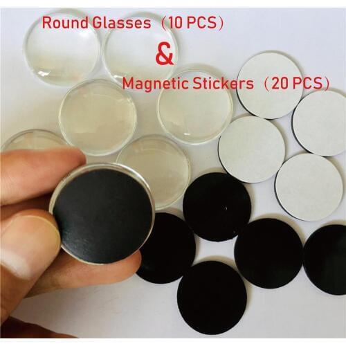 Personalized DIY,20 PCS 26mm Round Magnetic Refrigerator Sticker,10 PCS 30mm Round Glass,Fit Glass Cabochon 30mm Fridge Magnet