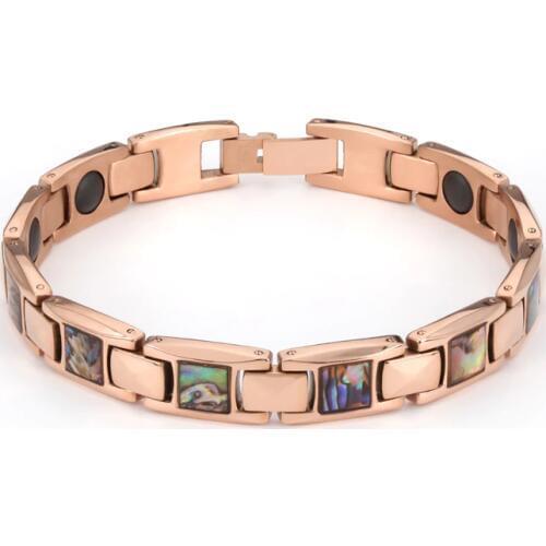 Balance Energy Magnetic jewelry Bangles Natural shell rose gold color Bio Health Care Therapy Bracelets for women