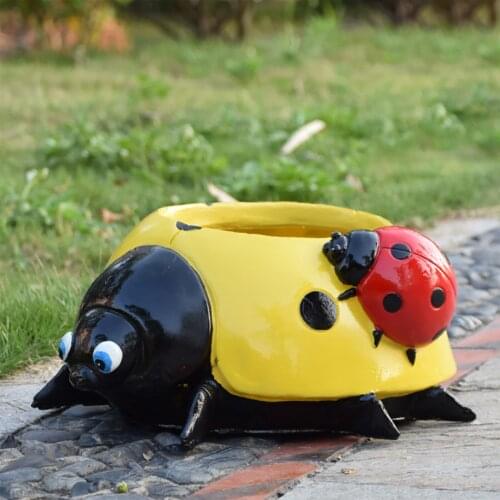 Cute Ladybugs Flowerpot Simulation Animal Outdoor Garden Decorations Flower Pots Indoor Succulent Plant Vase Accessories
