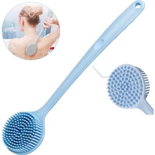Multifunctional Bath Body Brush Silicone Long Handle Back Brushes Rub Massage Shower Cleaning Remove Exfoliating Bathroom Tools