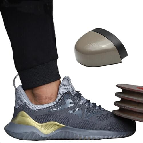 2020 New Safety Shoes Men Anti-smashing Puncture Work Shoes Fly Weaving Net Cloth Breathable Anti-odor Light Safety Shoes Men
