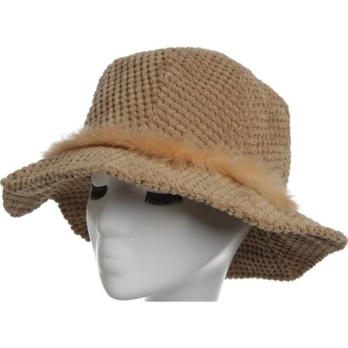 Bucket Hats For Women Autumn Winter Lady Pure color Villus Bucket Hats Classic Fashion Sunflower pattern Bucket Hats