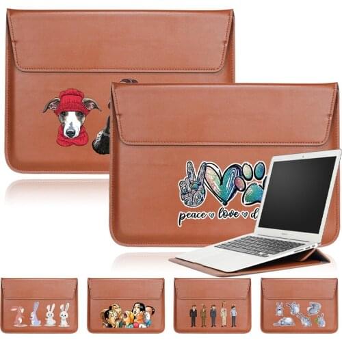 Portable PU Leather Bag for 11 13 14 15 Inch Stand Brown Sleeve Bag for Macbook Air Pro 13 15 Case Huawei Dell Laptop Pouch Bag