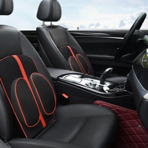 Car Waist Back Cushion PU Leather Backrest Lumbar support Memory Cotton Foam Automotive Seat Rest Pillow Interior Accessories