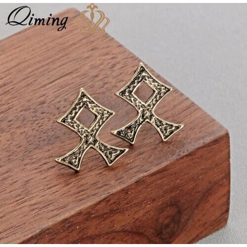 QIMING Scandinavian Amulet Pendant Earrings Simple Vintage Style Knot Odin Rune Norse Pagan Women Men Earring Russian Gift
