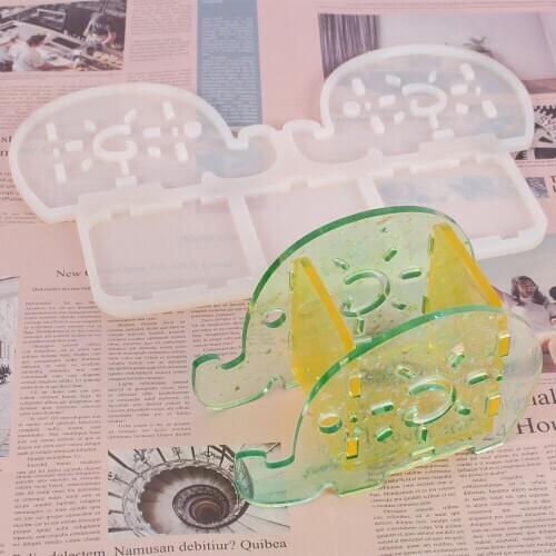 Elephant Pen Holder Concrete Molds for Resin Casting Silicone Coaster Molds for Cake Holder Resin Tray Coaster Cement Clay Mold