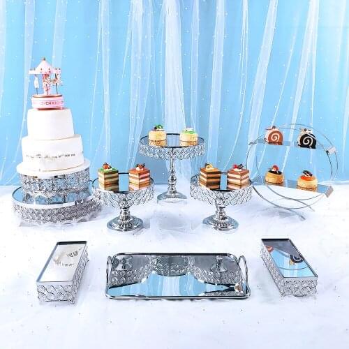 Silver 9pcs wedding dessert tray cake holder candy display tray Wedding holiday cake Cupcake pan party offerings