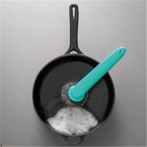 Dishwashing Brush Strong Long Handle Steel Wire Ball Pot Brush Magic Pot Pan Wash Cleaning Brushes Kitchen Cleaner Tools Brush