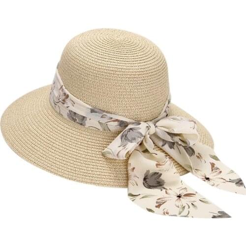 Womens Cap Straw Hat Womens Summer Hat Fashion Foldable Wide Brim Bow Beach Sun Hat Fisherman Hats For Women