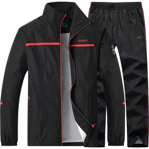 New Mens Sportswear Spring Autumn two piece set Sports Suit Jacket+Pant Sweatsuit Male basketball Tracksuit men Clothing