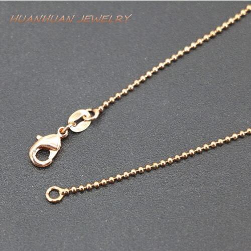 Charms Link Chain Necklace For Women 3PCS Rose Gold-Color 1mm Copper Stainless Steel Round Chains Choker Jewelry 18inch B3387
