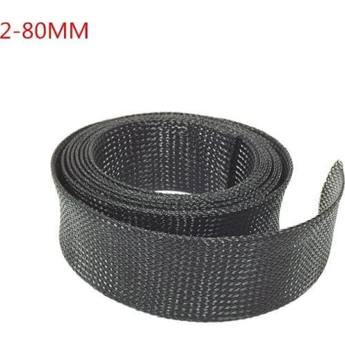 High quality black 3-14MM Cable Sleeve black Wire Protection PET Nylon Cable Sleeves wire cable Braided Cable Sleeve
