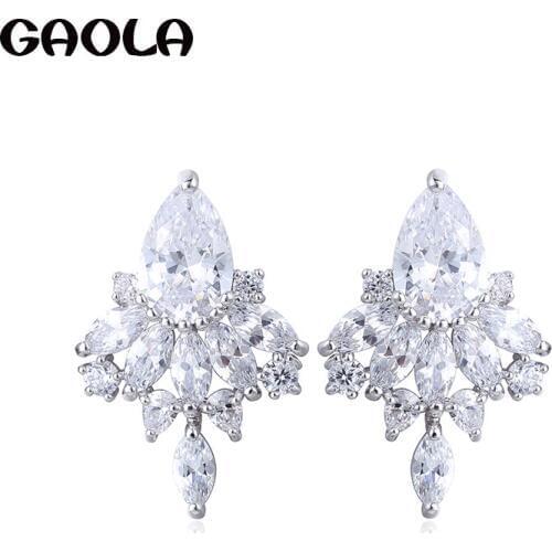 GAOLA 2017 New Elegant Clear Horse Eye Fancy Fashion Plant Dangle Earrings for Women Dance Party GLE5813