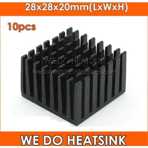 WE DO HEATSINK 10pcs 28x28x20mm Cheap CPU Aluminum Heatsink Radiators For Sale Black Anodized