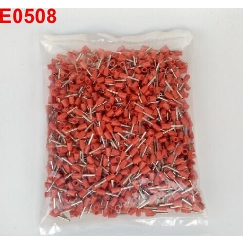 1000pcs/lot E0508 Insulated Terminals Cold Pressed Terminals