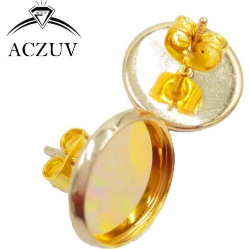 1000pcs/Lot Gold Color 8mm 10mm 12mm 14mm 16mm Blank Earring Base Cabochon Setting Stud Post with Butterfly Stopper BES009