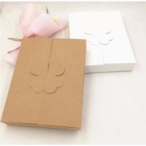 12Pcs/Lot 16x12.6x2.5cm Kraft Paper Packing Gift Box Birthday Party DIY Container Cases Candy Wedding Crafts Cookies Storage Box