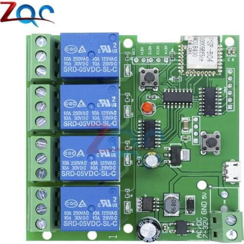 DC 5V-32V 4 Channel Wifi Relay Module Phone APP Wireless Remote Control Switch Jog Self-Lock Interlock For Smart Home DC 12V 24V