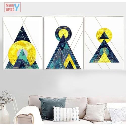 Abstract Geometric Posters And Prints Mountain Sun Graffiti Wall Art Canvas Painting Wall Pictures For Living Room Home Decor