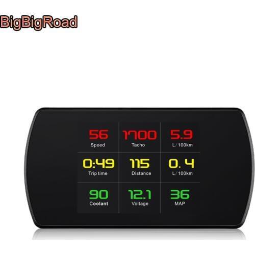 BigBigRoad Car OBDII 2 HUD Head Up Display Speed Windscreen Projector For Suzuki Grand Vitara Swift Jimny sx4 voltage Fuel warn